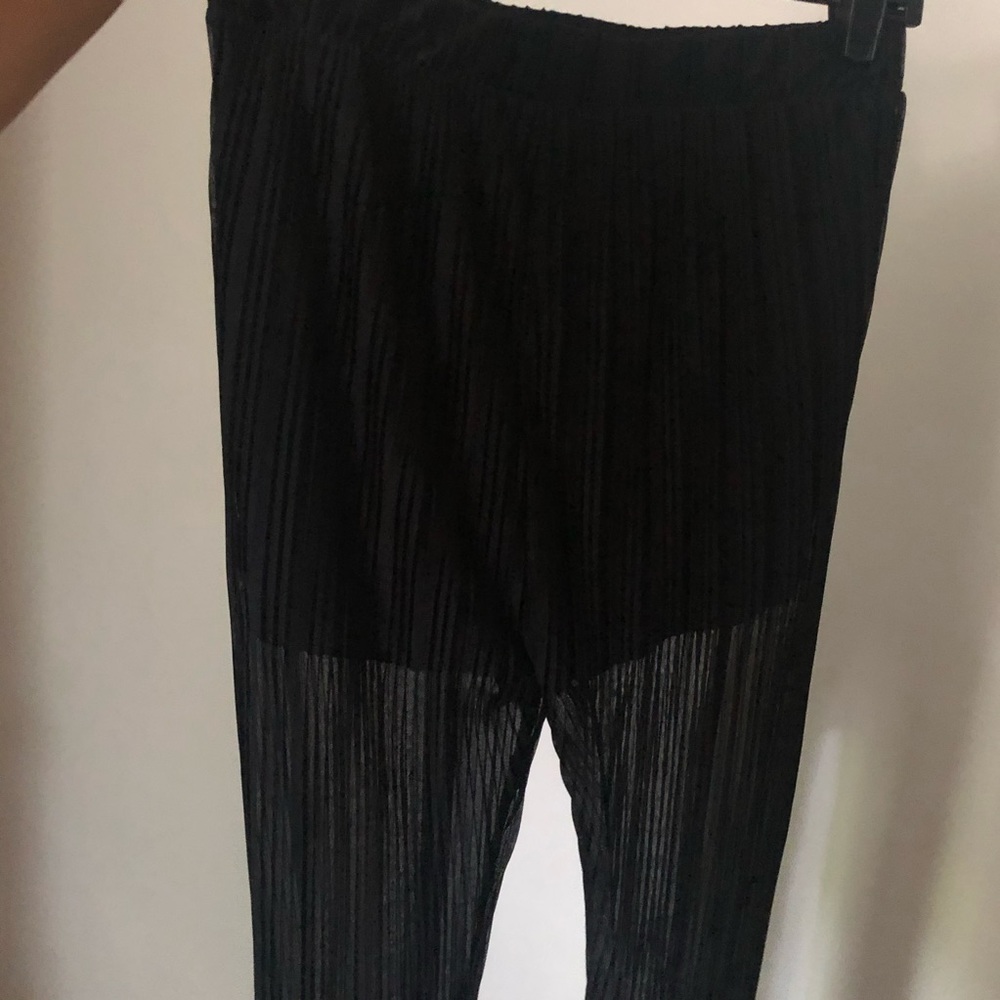 Sheer pleated long pants